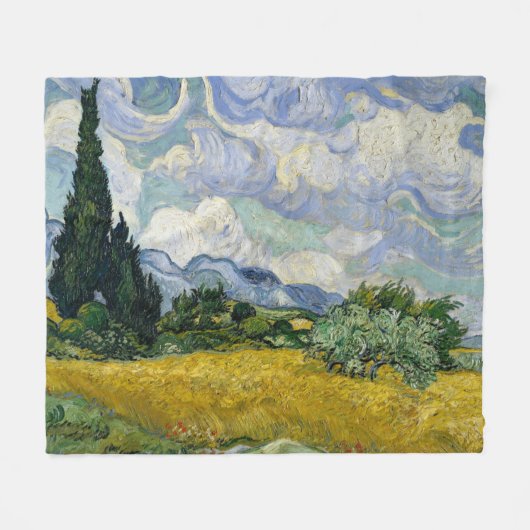 Ein Weizenfeld mit Zypressen Van Gogh Fleecedecke (Vorderseite (Horizontal))