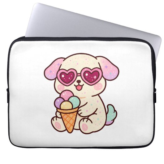 Ein Welpe mit Eiscreme Laptopschutzhülle (Vorderseite)
