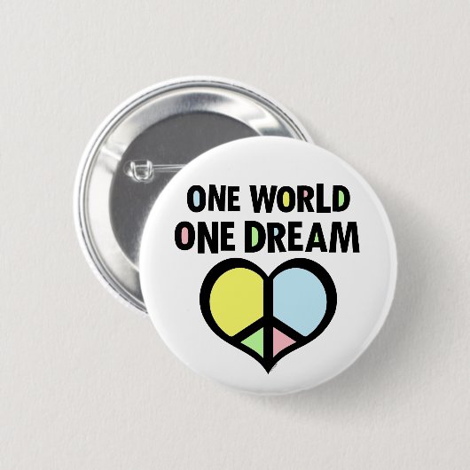 Ein Welt-Ein Traum-Frieden Symbol Herz Button (Vorne & Hinten)