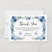 Ein wenig Butterfly Blue Floral Rustikal Vielen Da Dankeskarte (Vorderseite)