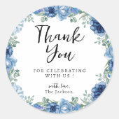 Ein wenig Butterfly Blue Floral Rustikal Vielen Da Runder Aufkleber (Vorderseite)