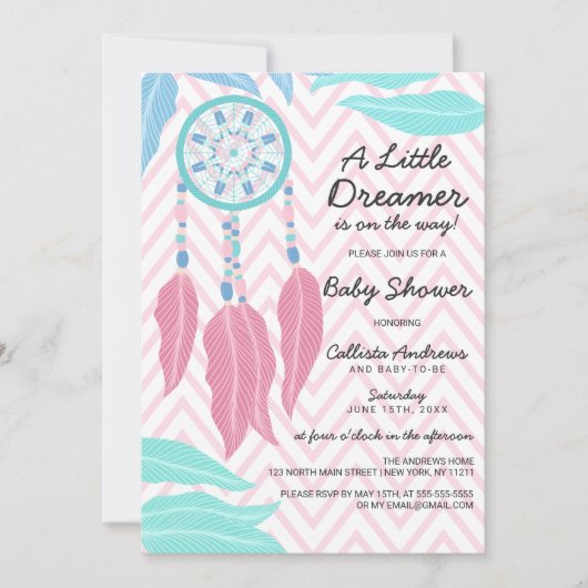 Ein wenig Dreamer Quote Dreamcatcher Baby Dusche Einladung (Vorderseite)