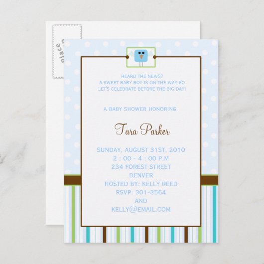 ein wenig getweetet Babyduschpostkarten Einladungspostkarte (Vorne/Hinten)