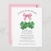 Ein wenig Glück Charm Kleeblatt Coquette Bow Postkarte (Vorne/Hinten)