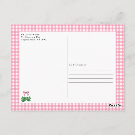 Ein wenig Glück Charm Kleeblatt Coquette Bow Postkarte (Rückseite)