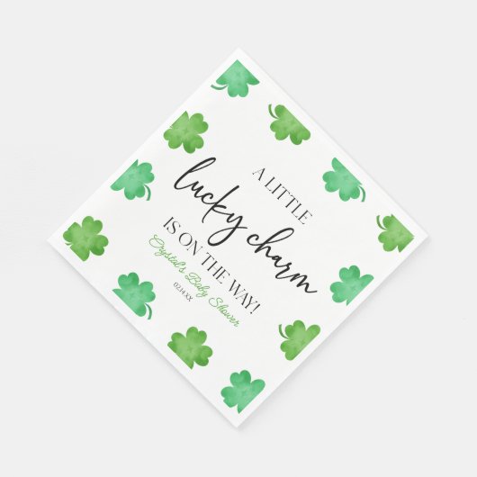 Ein wenig Glück, eine grüne Clover Baby-Dusche Serviette (Ecke)