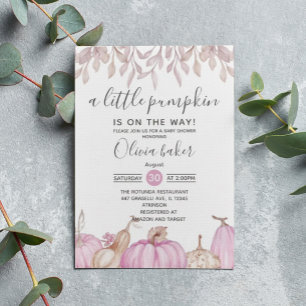 Ein wenig Kürbis Herbst Pink Baby Dusche Einladung