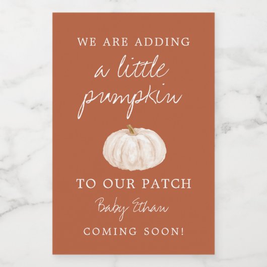 Ein wenig Kürbis zu unserer Patchbaby-Dusche Weinetikett (Einzelnes Label)