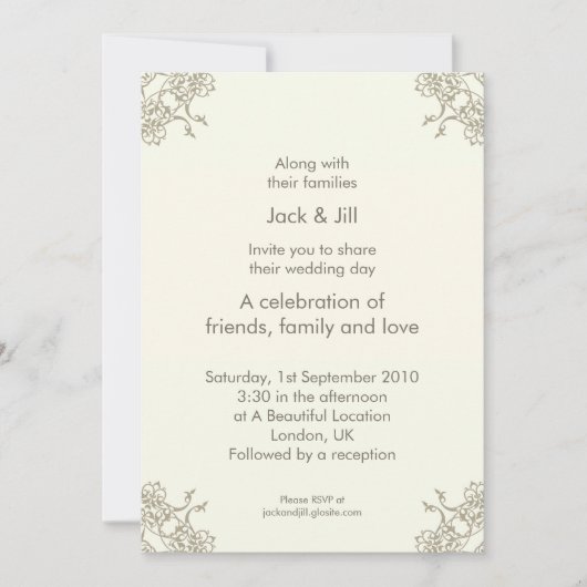 Ein wenig Lacey (Creme) 12x18 Einladung (Vorderseite)