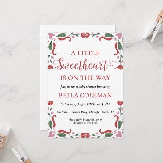 ein wenig Liebling ist auf dem Weg Babydusche Einladung (Vorderseite/Rückseite Beispiel)