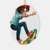 Ein wenig Mann Skateboarding Keramik Ornament (Rechts)