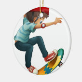 Ein wenig Mann Skateboarding Keramik Ornament (Links)