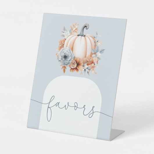 Ein wenig Pumpkin Fall Baby Duschfavoriten Sockelschild (Vorderseite)