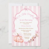 Ein wenig Pumpkin Fall Pink Baby Dusche Einladung (Vorderseite)