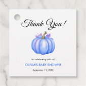 Ein wenig Pumpkin Herbst Blue Boy Baby Dusche Geschenkanhänger (Vorderseite)