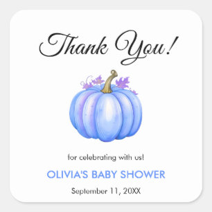 Ein wenig Pumpkin Herbst Blue Boy Baby Dusche Quadratischer Aufkleber