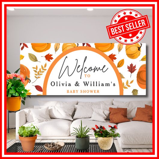 Ein wenig Pumpkin Herbst Floral Baby Dusche Banner