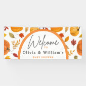 Ein wenig Pumpkin Herbst Floral Baby Dusche Banner (Horizontal)