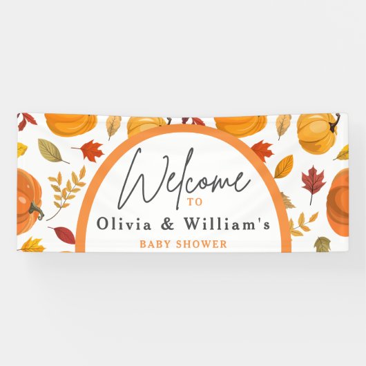 Ein wenig Pumpkin Herbst Floral Baby Dusche Banner (Horizontal)
