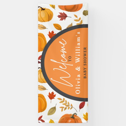 Ein wenig Pumpkin Herbst Floral Baby Dusche Banner (Vertikal)