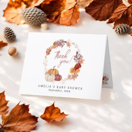 Ein wenig Pumpkin Herbst Floral Baby Dusche Dankeskarte