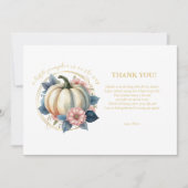 Ein wenig Pumpkin Herbst Floral Baby Dusche Dankeskarte (Vorderseite)
