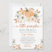 Ein wenig Pumpkin Herbst Floral Baby Dusche Einladung (Vorderseite)