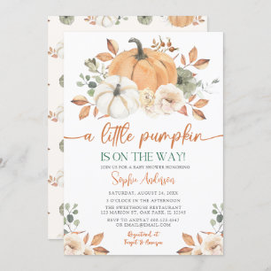 Ein wenig Pumpkin Herbst Floral Baby Dusche Einladung