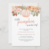 Ein wenig Pumpkin Herbst Floral Baby Dusche Einladung (Vorderseite)