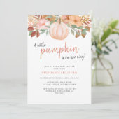 Ein wenig Pumpkin Herbst Floral Baby Dusche Einladung (Stehend Vorderseite)
