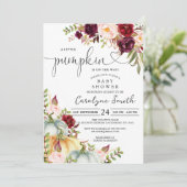 Ein wenig Pumpkin Herbst Floral Baby Dusche Einladung (Stehend Vorderseite)