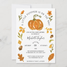 Ein wenig Pumpkin Herbst Floral Baby Dusche Einladung