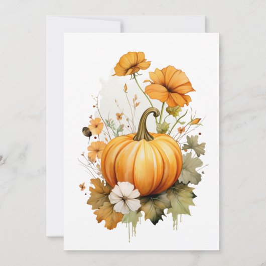 Ein wenig Pumpkin Herbst Floral Baby Dusche Einladung (Rückseite)