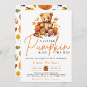 Ein wenig Pumpkin Herbst Floral Baby Dusche Einladung (Vorne/Hinten)