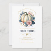 Ein wenig Pumpkin Herbst Floral Baby Dusche Einladung (Vorderseite)