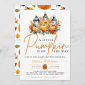 Ein wenig Pumpkin Herbst Floral Baby Dusche Einladung (Vorne/Hinten)