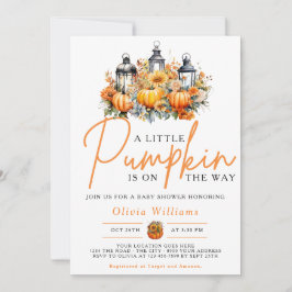 Ein wenig Pumpkin Herbst Floral Baby Dusche Einladung