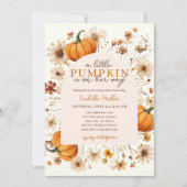 Ein wenig Pumpkin Herbst Floral Baby Dusche Einladung (Vorderseite)