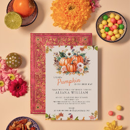 Ein wenig Pumpkin Herbst Floral Baby Dusche Einladung
