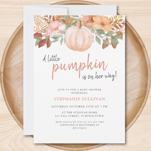 Ein wenig Pumpkin Herbst Floral Baby Dusche Einladung