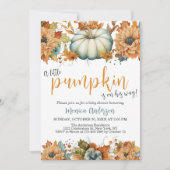 Ein wenig Pumpkin Herbst Floral Baby Dusche Einladung (Vorderseite)