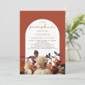 Ein wenig Pumpkin Herbst Floral Baby Dusche Einladung (Stehend Vorderseite)