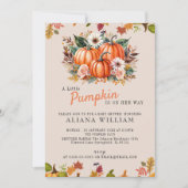 Ein wenig Pumpkin Herbst Floral Baby Dusche Einladung (Vorderseite)