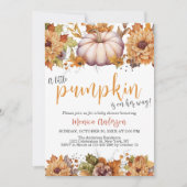 Ein wenig Pumpkin Herbst Floral Baby Dusche Einladung (Vorderseite)