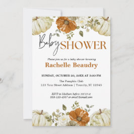 Ein wenig Pumpkin Herbst Floral Baby Dusche Einladung