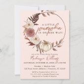 Ein wenig Pumpkin Herbst Floral Baby Dusche Einladung (Vorderseite)