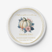 Ein wenig Pumpkin Herbst Floral Baby Dusche Pappteller (Vorderseite)