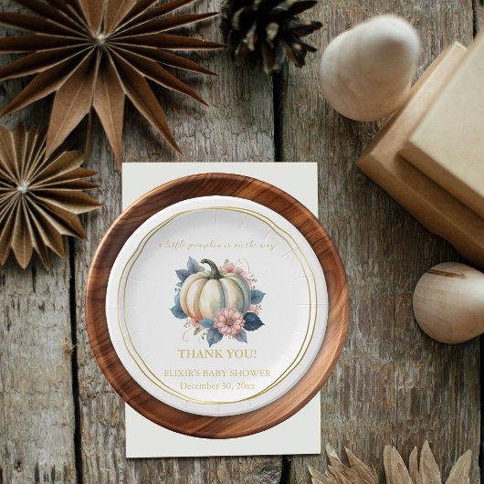 Ein wenig Pumpkin Herbst Floral Baby Dusche Pappteller