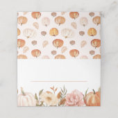 Ein wenig Pumpkin Herbst Floral Baby Dusche Platzkarte (Außenseite Aufgefaltet)