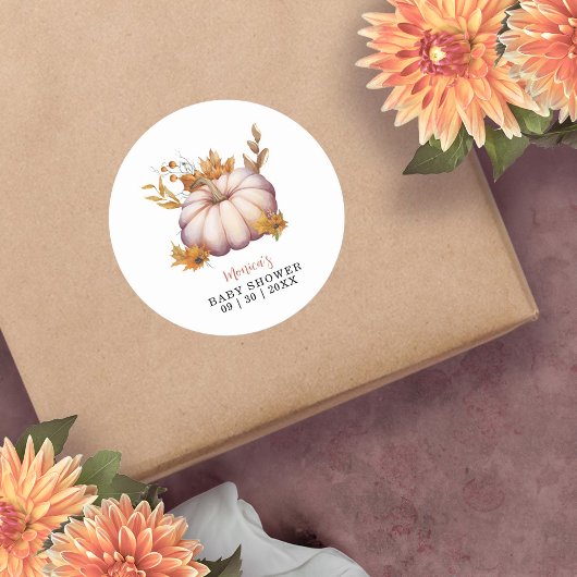 Ein wenig Pumpkin Herbst Floral Baby Dusche Runder Aufkleber